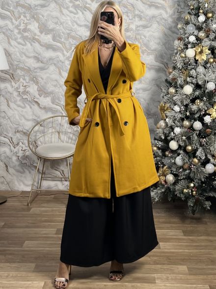 Classic Buttons Coat/Mustard