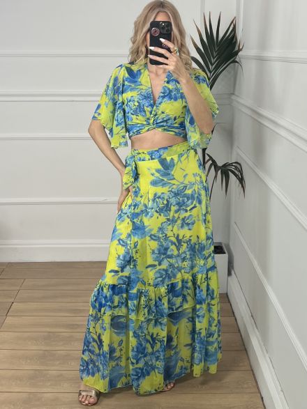 SilverThread Poly Skirt Set/Lime