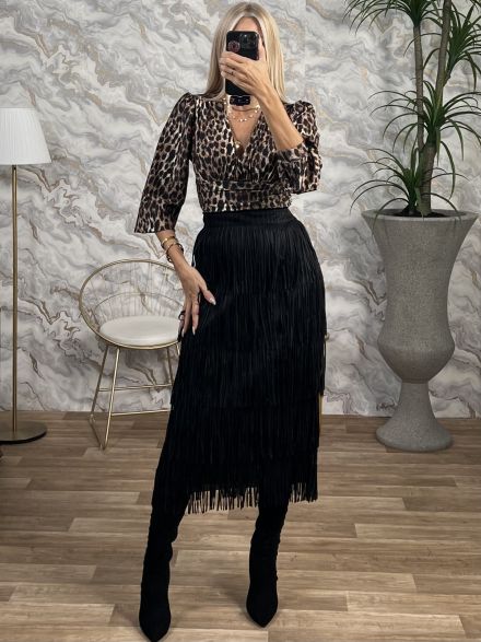 Fringe Skirt/Black