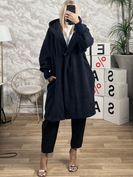 Soft Oversized Hood Coat/Navy Blue