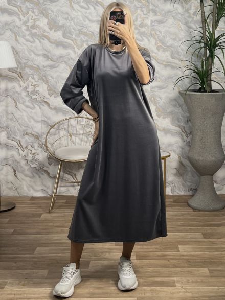 Velvet Casual Dress/Grey