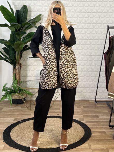 Quilted Vest/Leopard