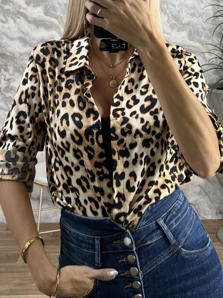 Leopard Satin Shirt-3504/Light