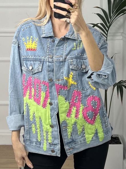 Denim Painted Jacket/Baton