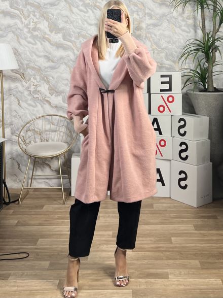 Soft Oversized Hood Coat/Pink