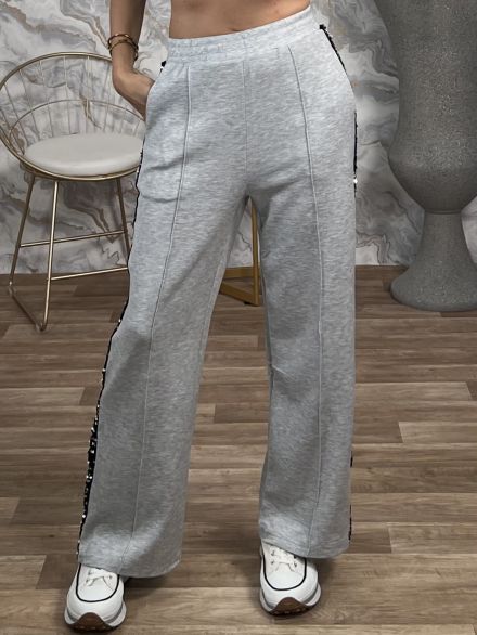Sweatpants Velvet Sequin Stripe/Grey