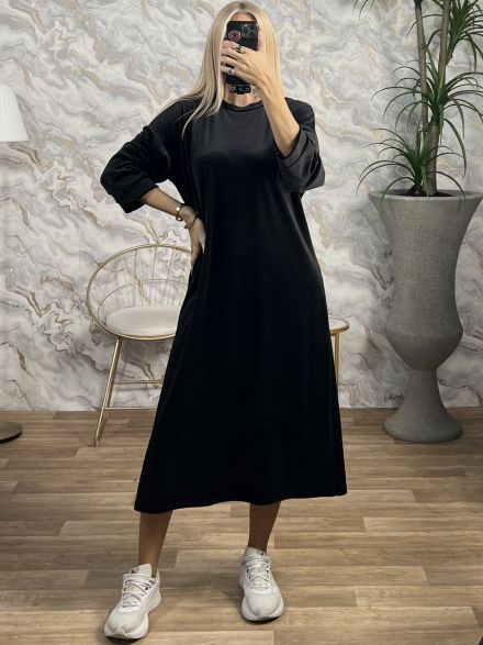 Velvet Casual Dress/Black
