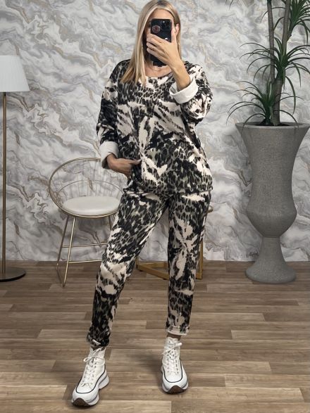Viscose Leopard Print Set/Khaki