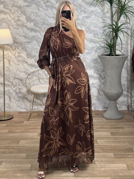 Maxi Muslin Sleeve Dress/Chocolat