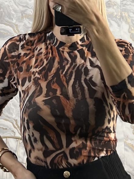 Animal Tulle Bodysuit/Multi