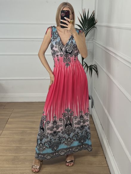 Elastic Paisley Dress-2190/Fux