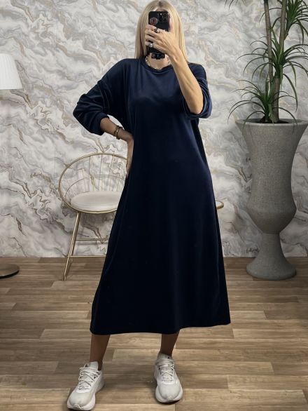 Velvet Casual Dress/Blue