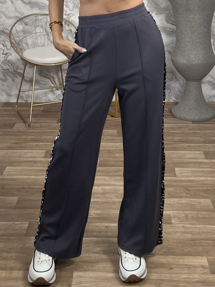 Sweatpants Velvet Sequin Stripe/Dark Grey