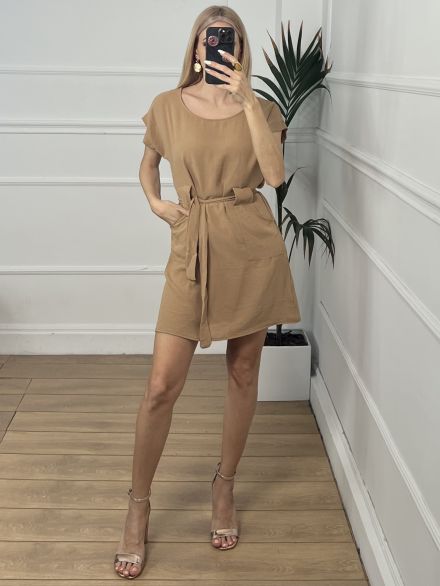 Mini Pocket Dress/Beige