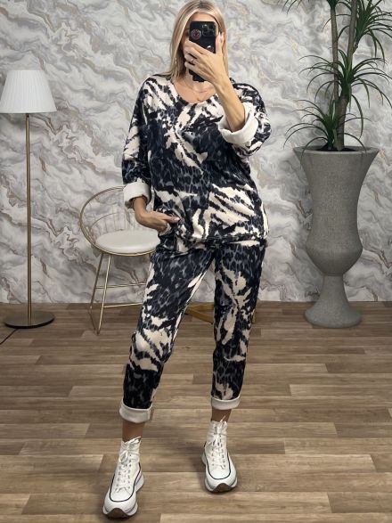 Viscose Leopard Print Set/Blue
