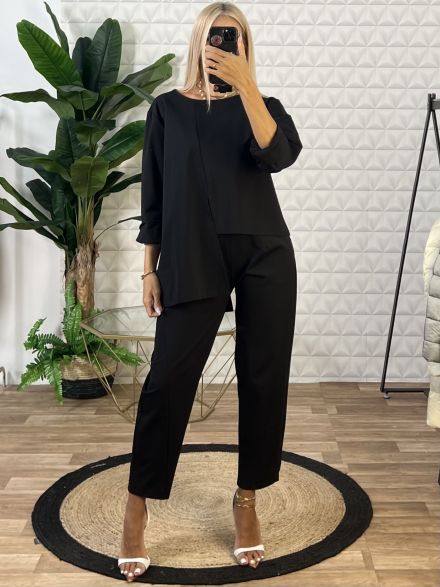 Casual Cotton Asymmetrical Set NEW/Black
