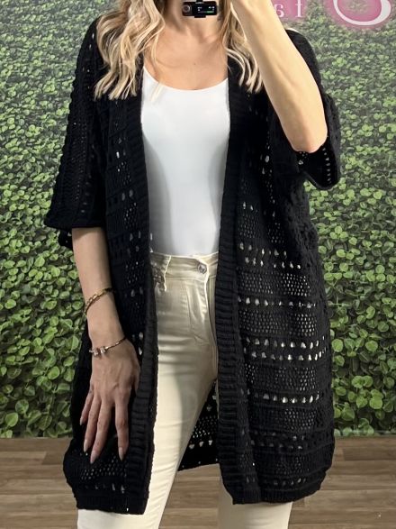Knitted Kimono Cardigan/Black
