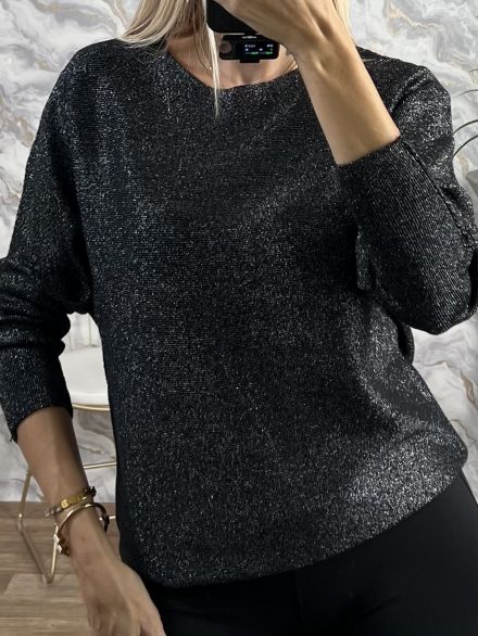 Knitted Lurex Top-0127/Black