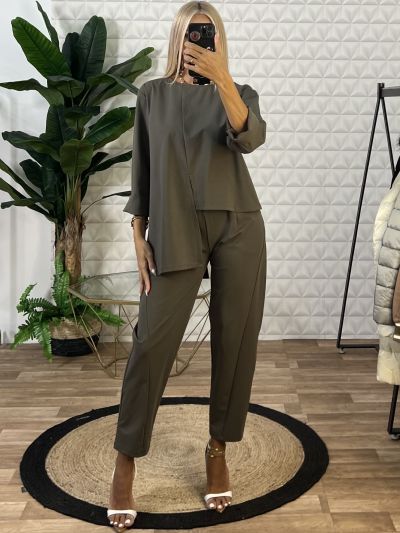 Casual Cotton Asymmetrical Set NEW/Khaki