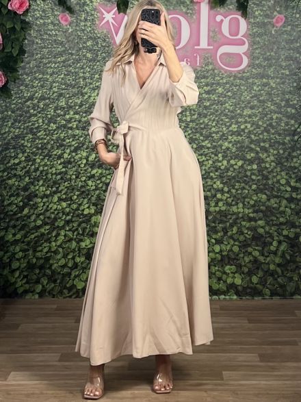 Viscose Maxi Closs Dress/Beige