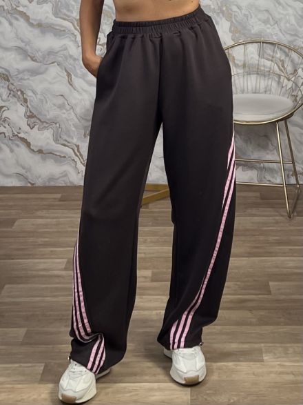 Diagonal Stripe Pants-1248/Chocolat