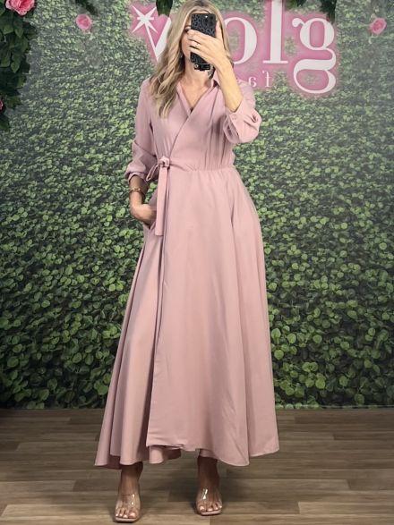 Viscose Maxi Closs Dress/Pink