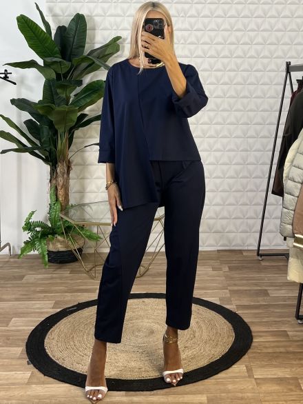 Casual Cotton Asymmetrical Set NEW/Navy Blue
