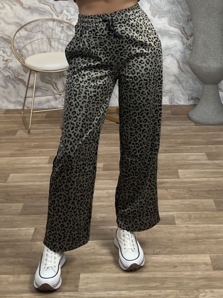 Leopard Pocket Sweatpants-5311/Khaki