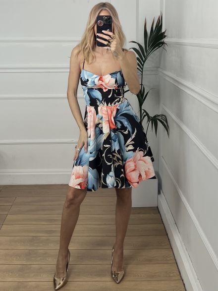 Closs Floral X Mini Dress/Black