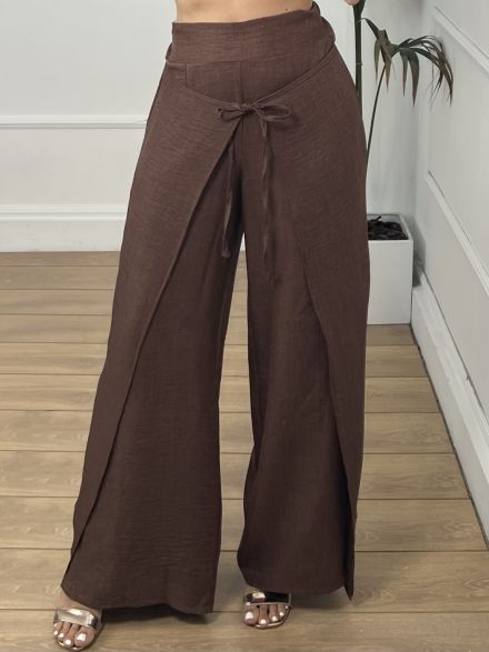 Wrapover Wide GLOW Pants/Chocolat