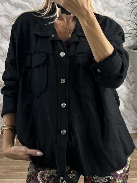 Cotton Fringe Jacket/Black