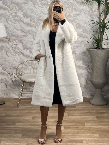 Long Soft Fur Coat/White