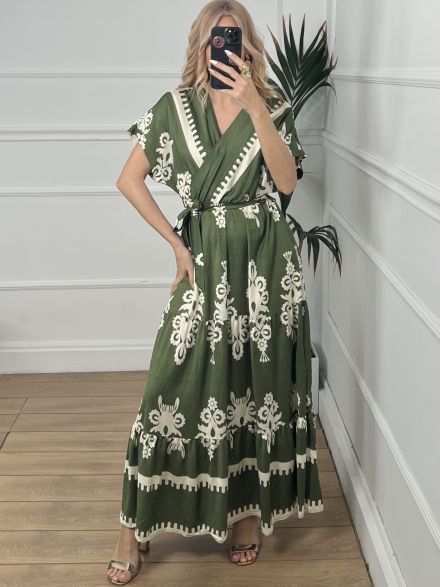 Maxi Boho Dress-2510/Khaki