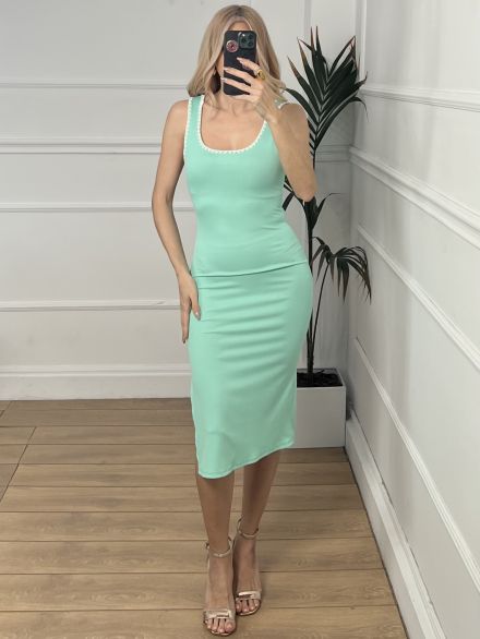 Elastic Ribbed Dress/Light Mint