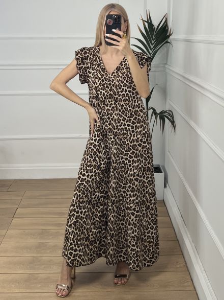 Ruffle Jumpsuit Animal/Leopard
