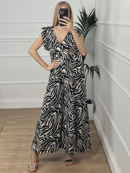 Ruffle Jumpsuit Animal/Zebra