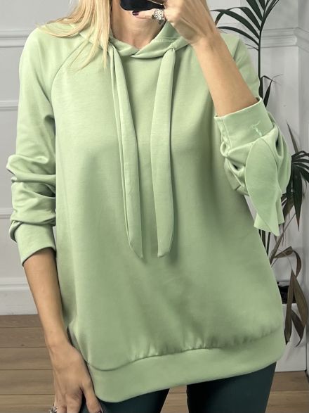 Viscose Ruffles Sweatshirt/L.Green