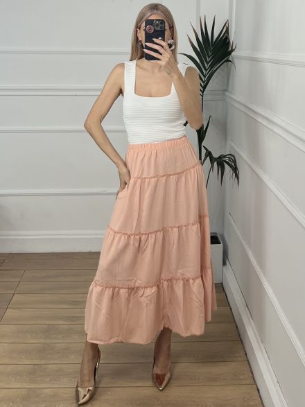 Casual Midi Skirt/Pink