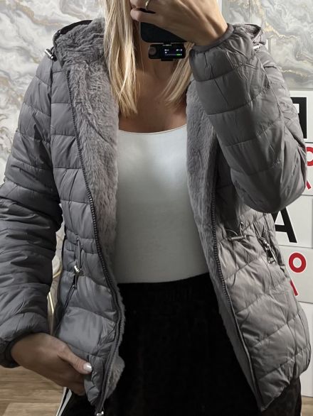 Short Double Fur Jacket-2316/Grey