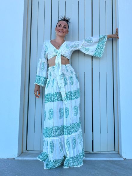 Boho Skirt Set-7254/Green