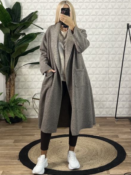 Long Oversized Coat-5360/Mocca