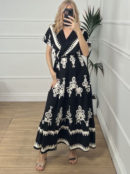 Maxi Boho Dress-2510/Black