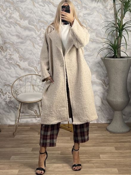Long Golden Buttons Coat/Beige