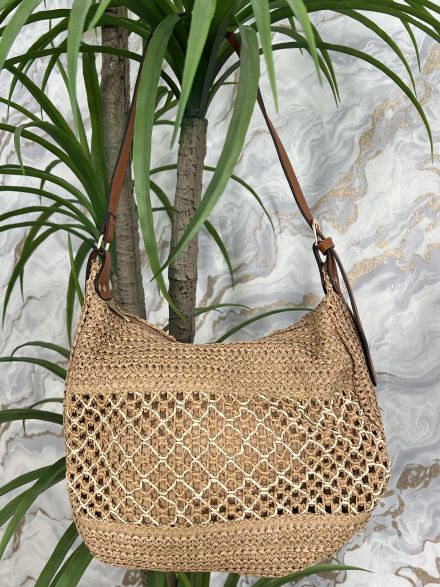 Woven Straw Tote Bag-GX1/Camel