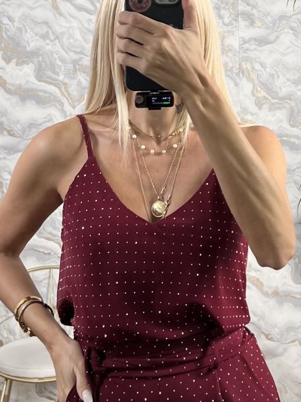 Lingerie Strass Top/Burgundy