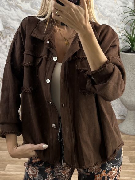 Cotton Fringe Jacket/Chocolat