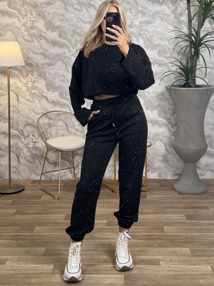Sweatpants Strassed Set-5023/Black