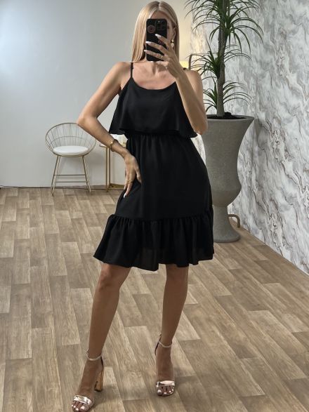 Ruffles Mini Dress-2990/Black