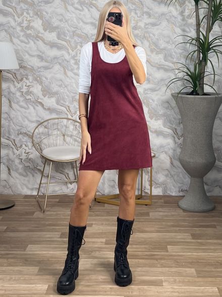 Cord Mini Dress Set/Burgundy