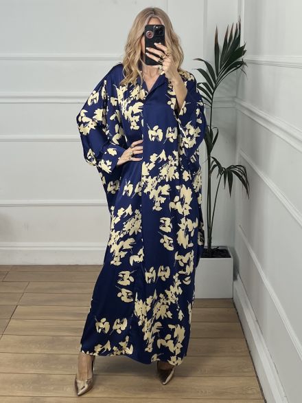 Oversized Floral Tunik Dress/Blue